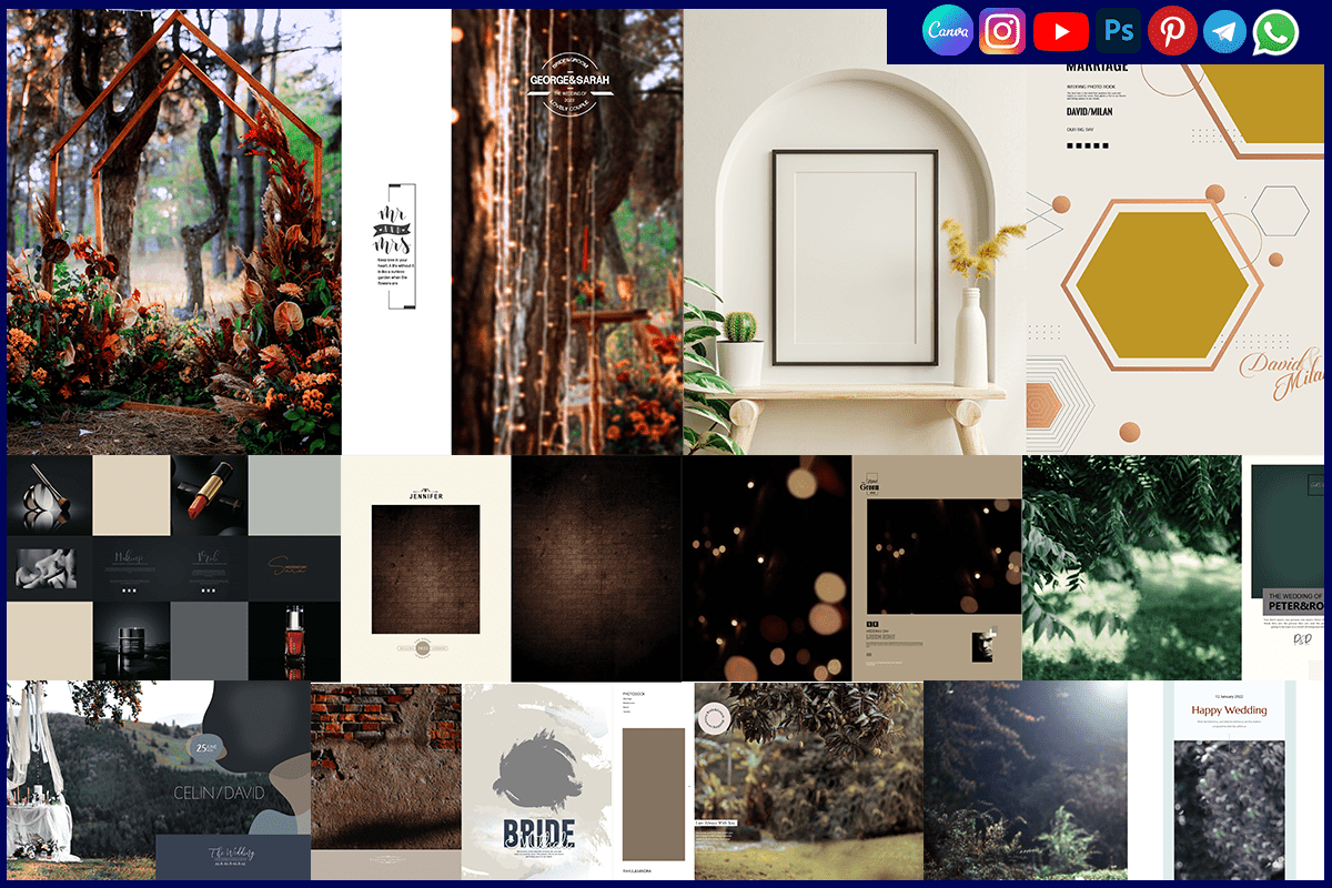 16x24 Wedding Bride & Groom Album PSD Templates Download