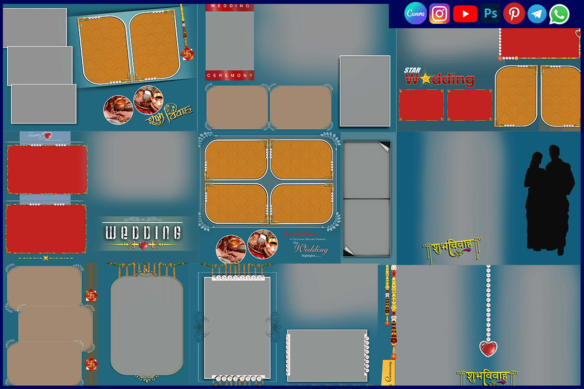 High Quality 12x18 Indian Wedding Album PSD Templates Download