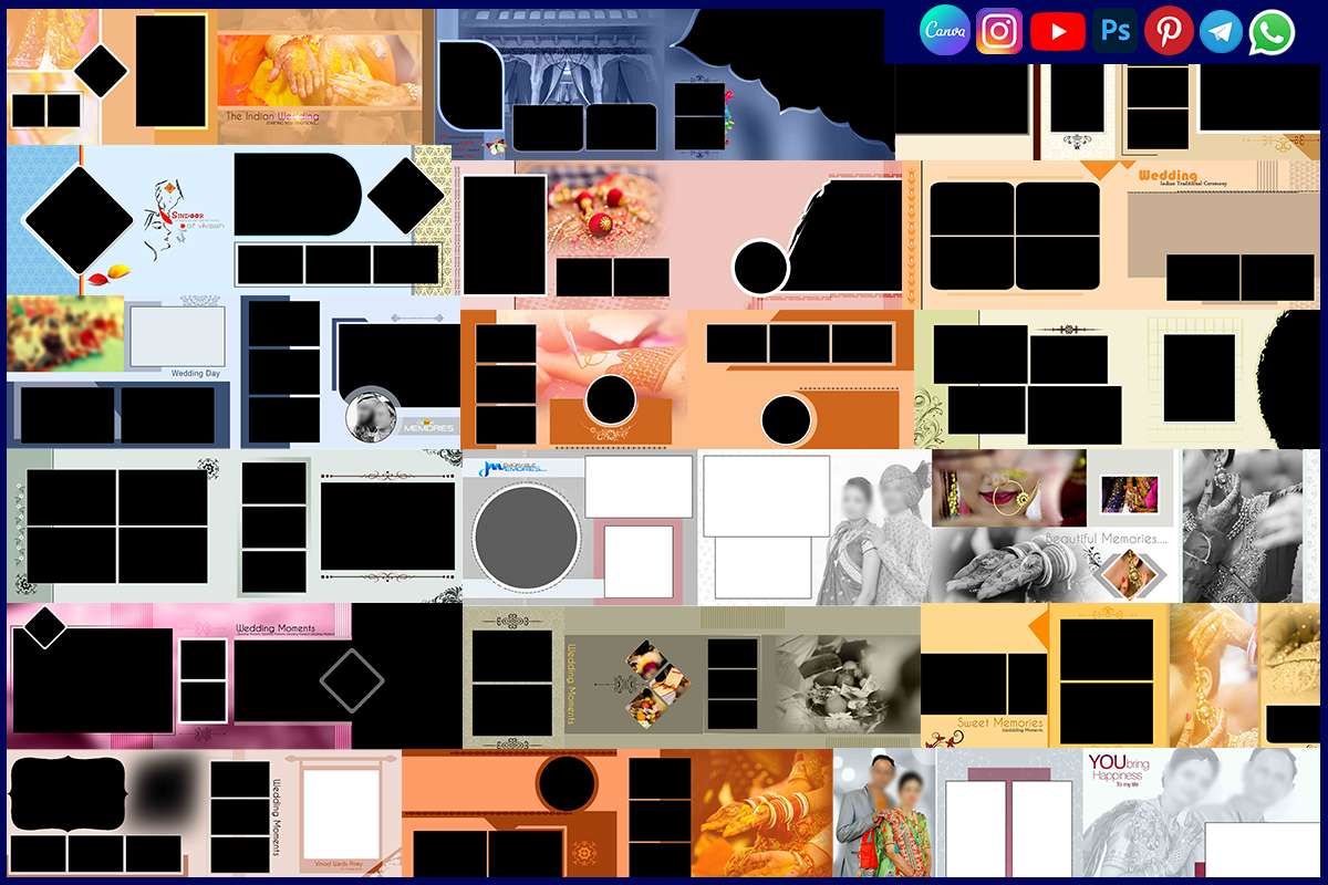 The Indian Wedding Ceremony Album Design PSD 12x36 Sheet Download