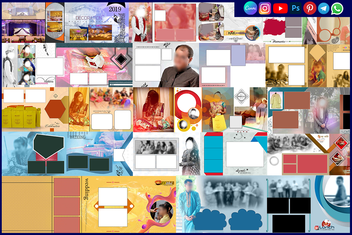 Wedding Function Album Design PSD 12x36 Templates Download