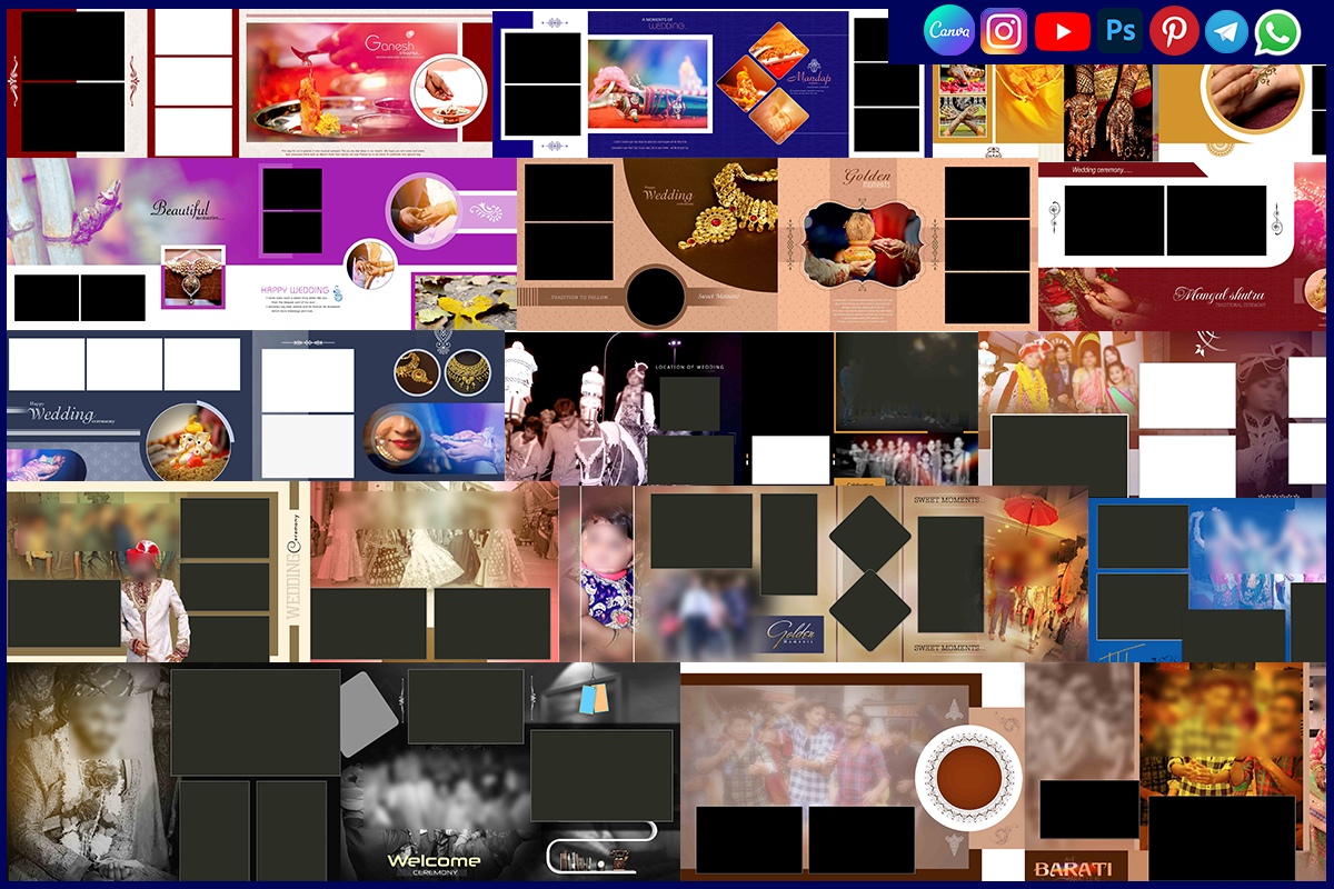 Wedding Beautiful Moments Photo Album 12x36 PSD Templates Download