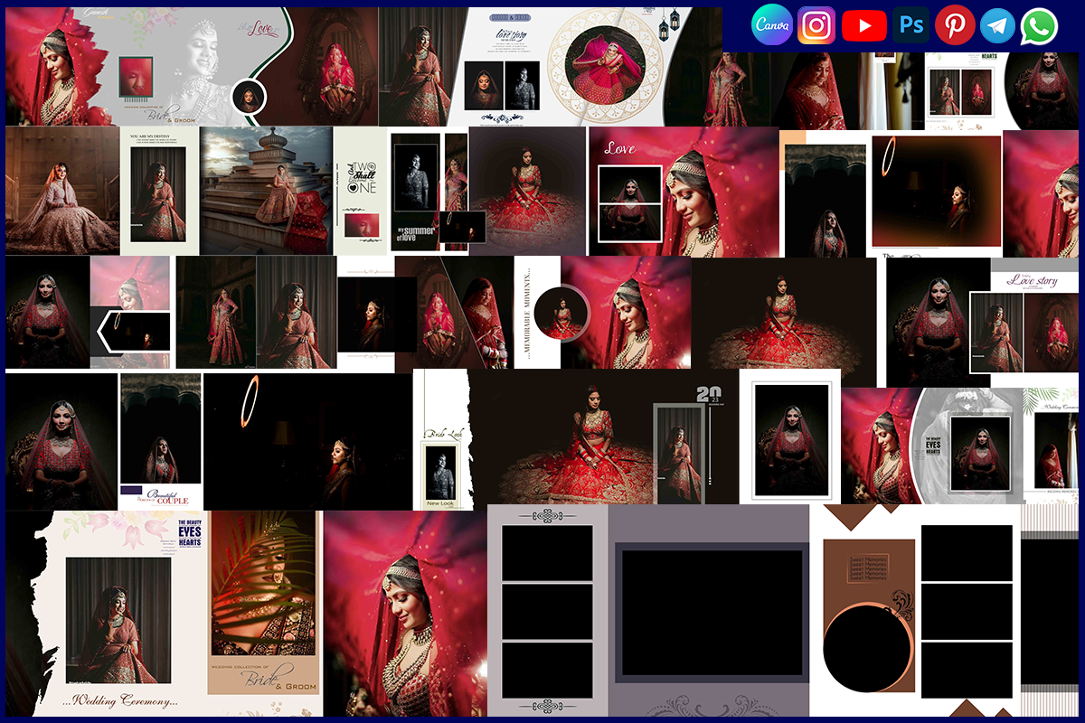 12X36 Beautiful Bride Album Design PSD Templates Download