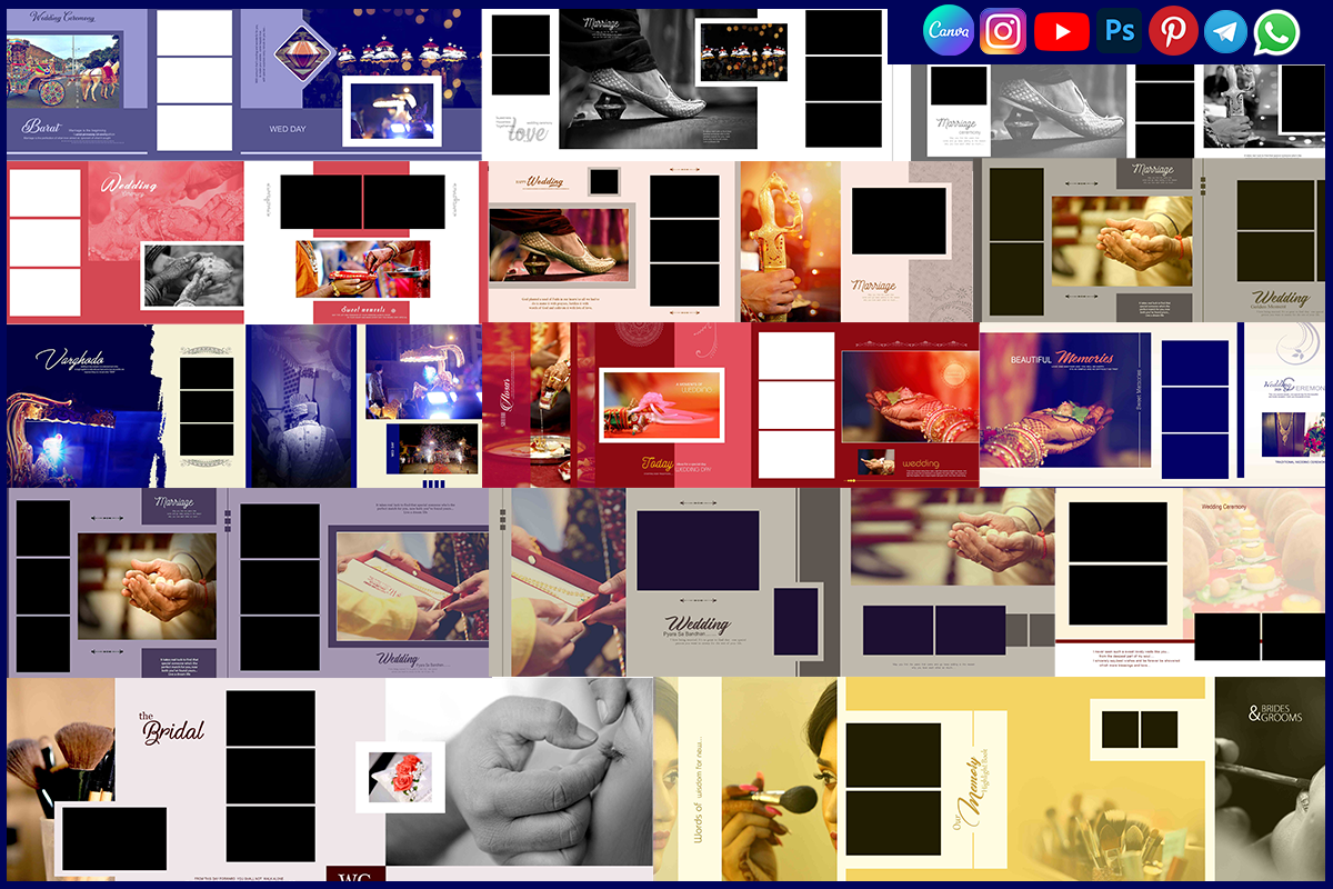 Indian Traditional Barat Album PSD 12x36 Templates Download