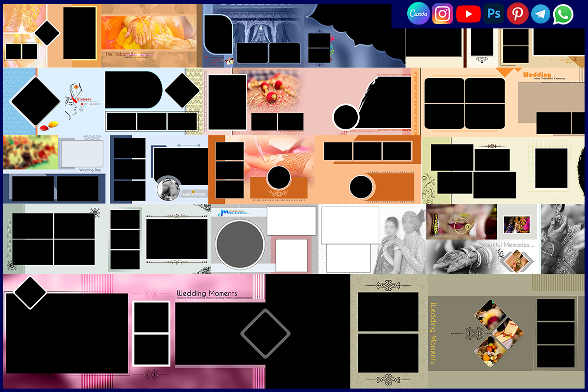 Indian Wedding Album Design PSD 12x36 Templates Download