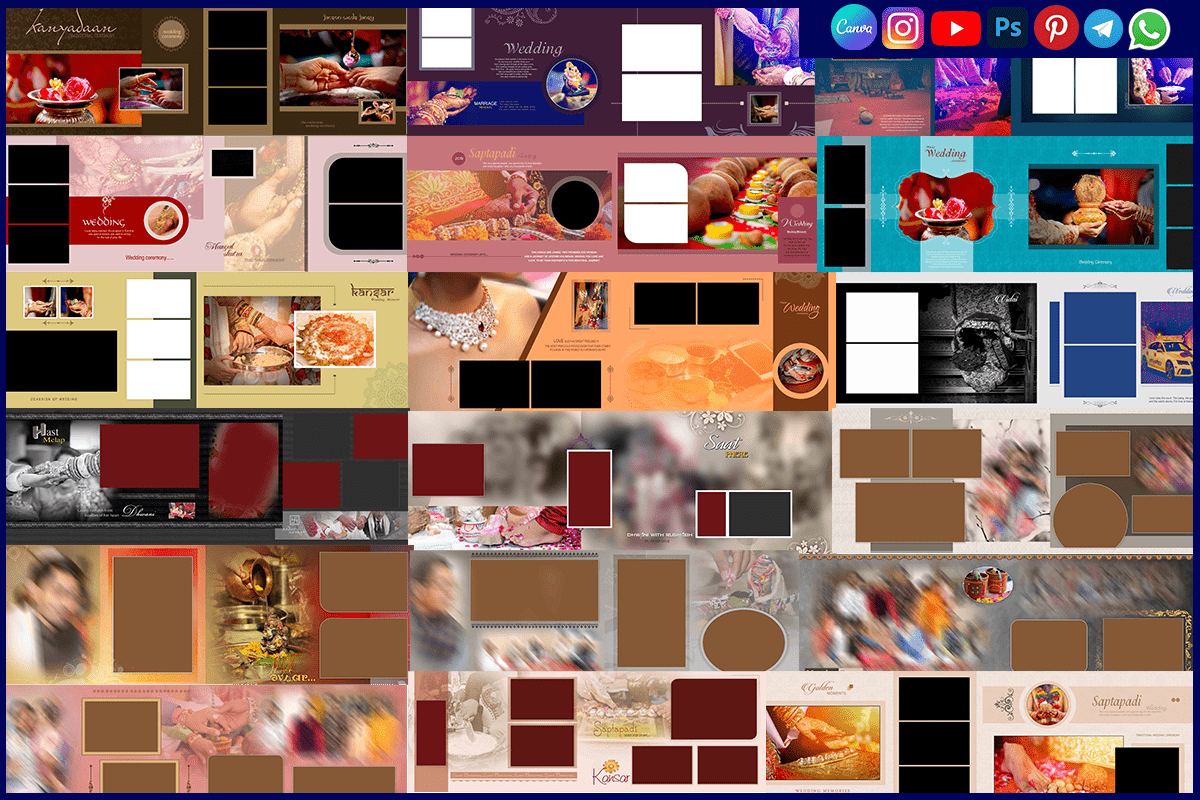 Wedding Album PSD Templates 12x36 Design Free Download