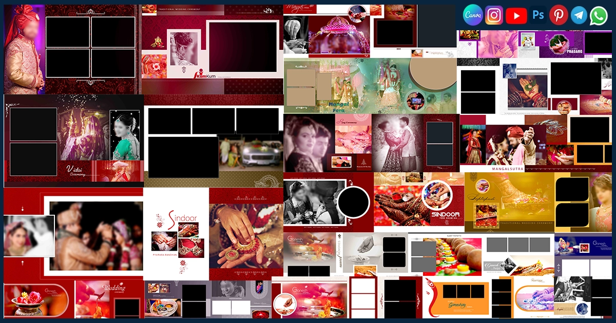 Candid Wedding Album Design PSD 12x36 Templates Free Download