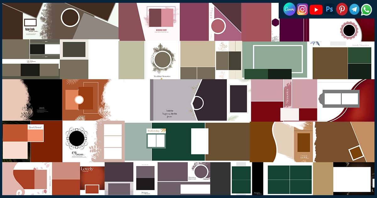 Creative HD Wedding Album PSD Templates 12x36 Design Free Download