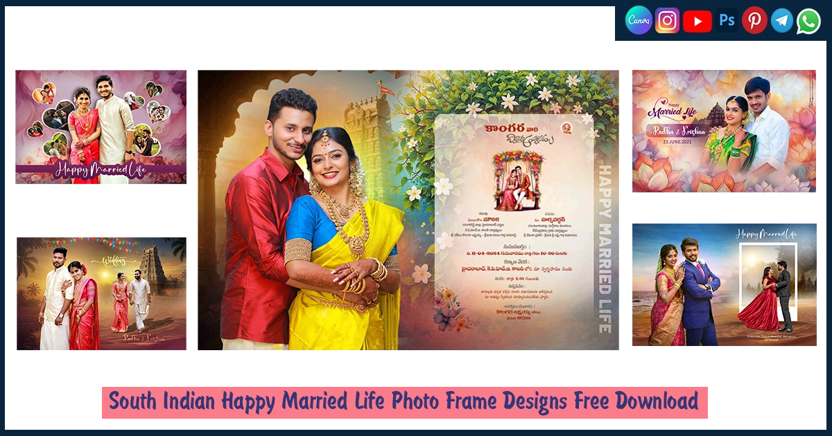 South Indian Happy Married Life Photo Frame Designs Free Download