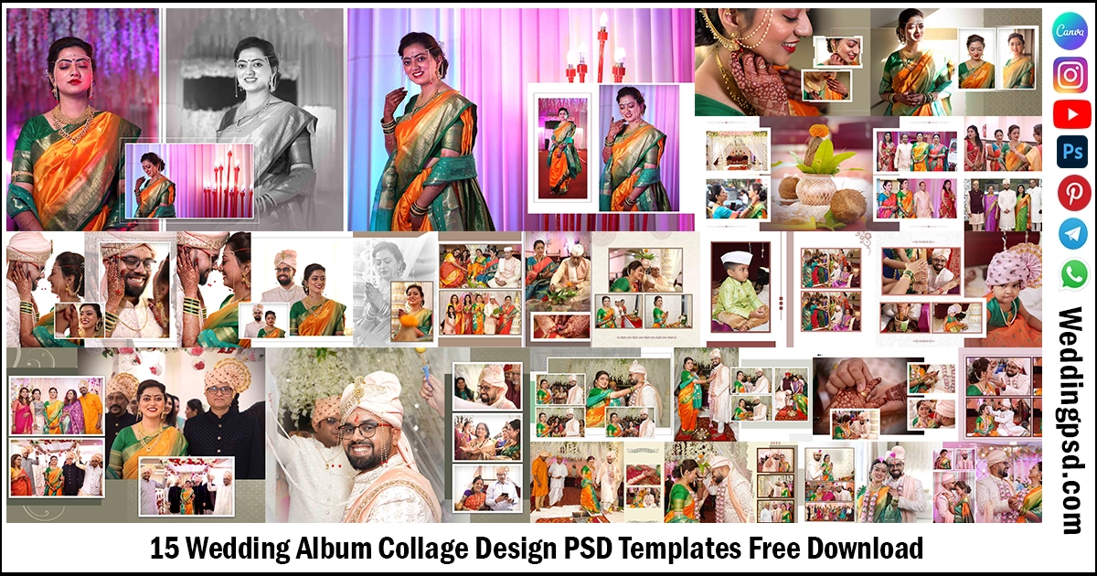 15 Wedding Album Collage Design PSD Templates Free Download