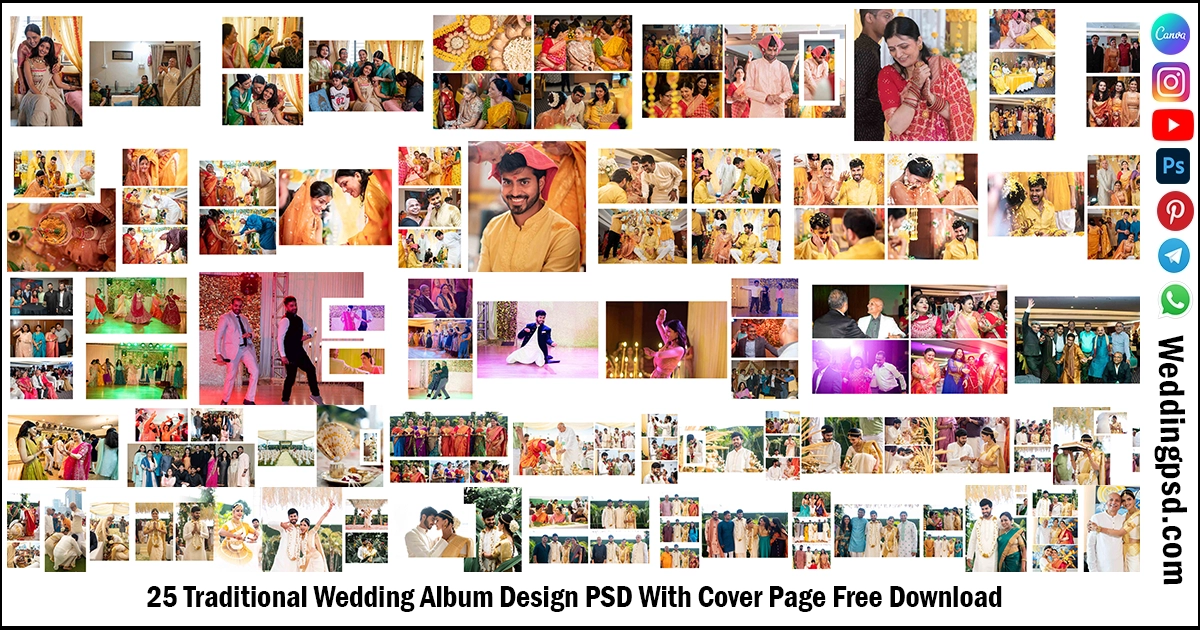 25 Traditional Wedding Album Design PSD With Cover Page Free Download