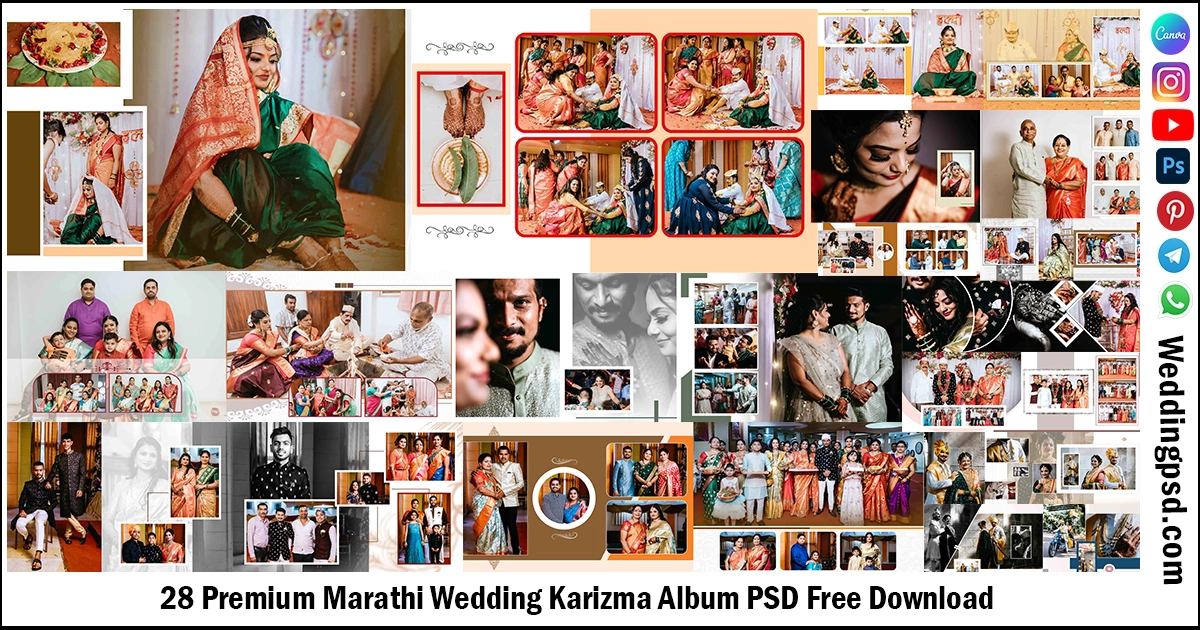 28 Premium Marathi Wedding Karizma Album PSD Free Download