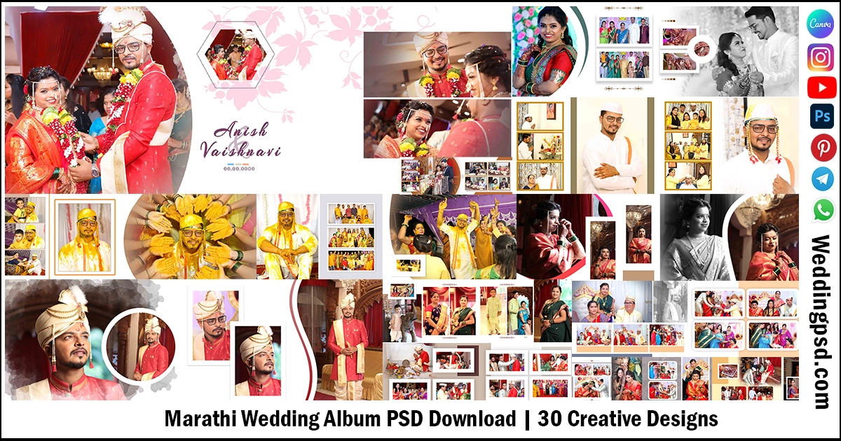 Marathi Wedding Album PSD Download | 30 Creative Designs