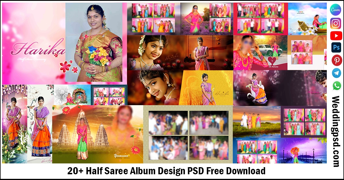 20+ Half Saree Album Design PSD Free Download