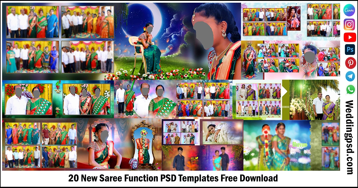 20 New Saree Function PSD Templates Free Download