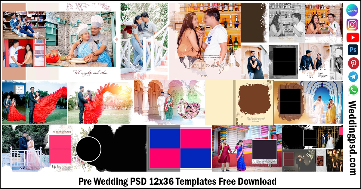 Pre Wedding PSD 12x36 Templates Free Download